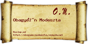 Obagyán Modeszta névjegykártya